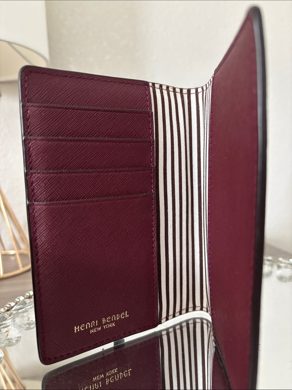 Henri Bendel Burgundy Tassel Leather Passport Wallet - Picture 4 of 8